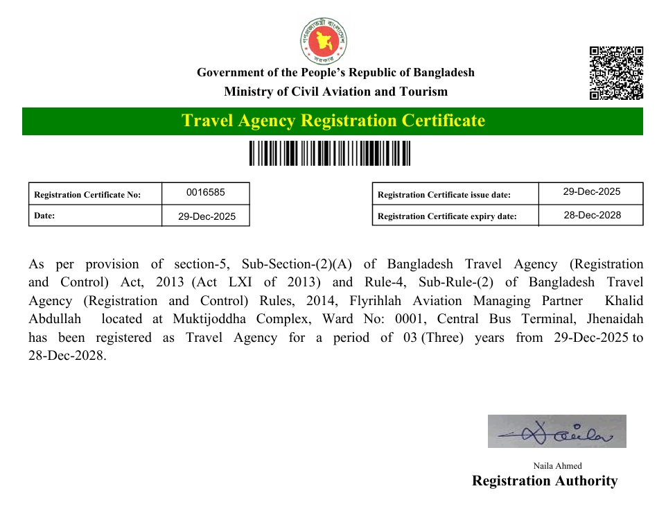 Travel Agency Registration Certificate